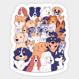 Cute dogs breeds art Sticker